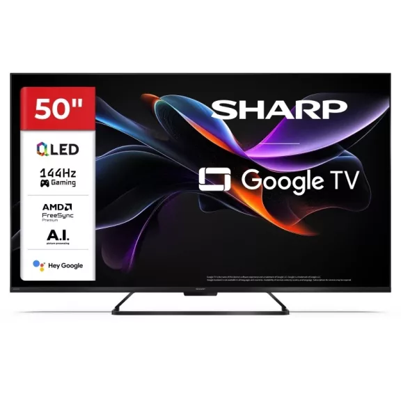 SHARP 50HR7265E 126cm-es 4K UHD 144Hz QLED Google TV + CP-AWS0101 AQUOS mélynyomó SHARP 50HR7265E 126cm-es 4K UHD 144Hz QLED Google TV + CP-AWS0101 AQUOS mélynyomó
