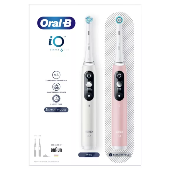 Oral-B iO6 elektromos fogkefe DuoPack White + Pink Oral-B iO6 elektromos fogkefe DuoPack White + Pink
