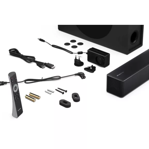 SHARP HT-SBW310 2.1 Dolby Atmos® / DTS Virtual:X® hangprojektor vékony vezeték nélküli mélynyomóval fekete SHARP HT-SBW310 2.1 Dolby Atmos® / DTS Virtual:X® hangprojektor vékony vezeték nélküli mélynyomóval fekete