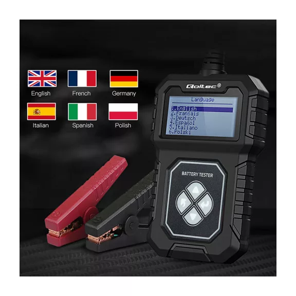 Qoltec digitális akkumulátorteszter LCD kijelzővel 12V | AGM | GEL | STD | 30-220AH Qoltec digitális akkumulátorteszter LCD kijelzővel 12V | AGM | GEL | STD | 30-220AH