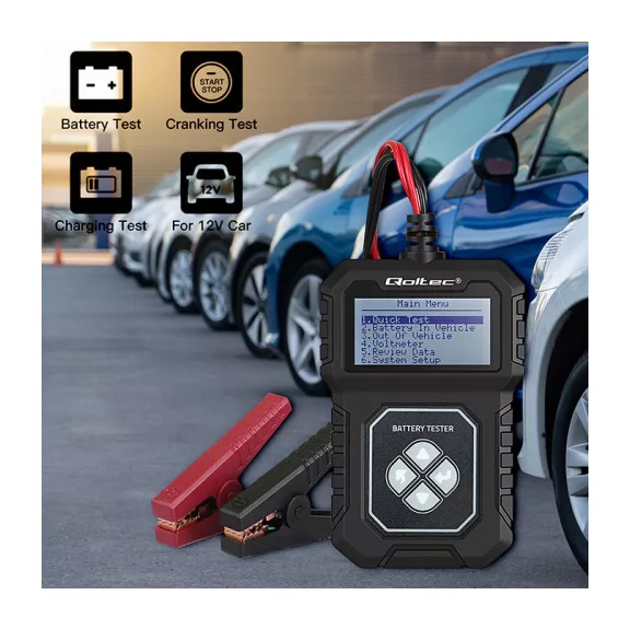 Qoltec digitális akkumulátorteszter LCD kijelzővel 12V | AGM | GEL | STD | 30-220AH Qoltec digitális akkumulátorteszter LCD kijelzővel 12V | AGM | GEL | STD | 30-220AH