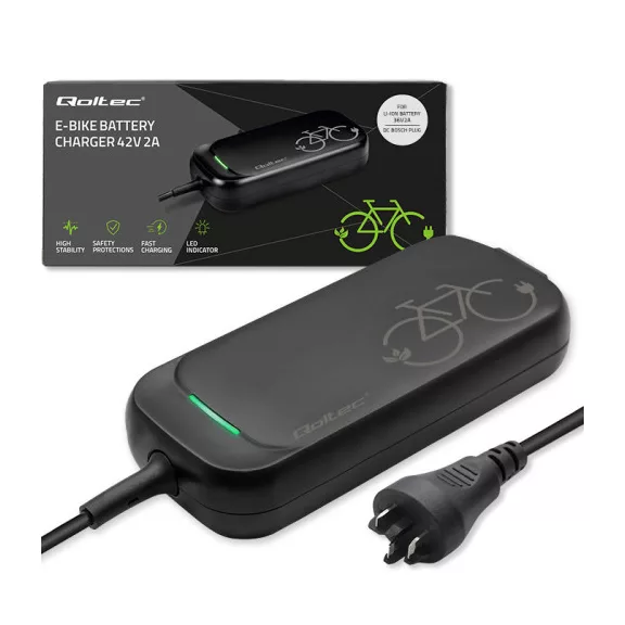 Qoltec gyorstöltő elektromos kerékpárhoz Bosch 36V | 42V | 2A | Bosch csatlakozó | vízálló + tápkábel Qoltec gyorstöltő elektromos kerékpárhoz Bosch 36V | 42V | 2A | Bosch csatlakozó | vízálló + tápkábel