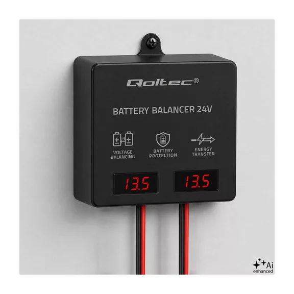 Qoltec Feszültségkiegyenlítő töltéskiegyenlítő 24V-os akkumulátorokhoz 2 x 12V | 5A | LiFePO4 AGM GEL Qoltec Feszültségkiegyenlítő töltéskiegyenlítő 24V-os akkumulátorokhoz 2 x 12V | 5A | LiFePO4 AGM GEL