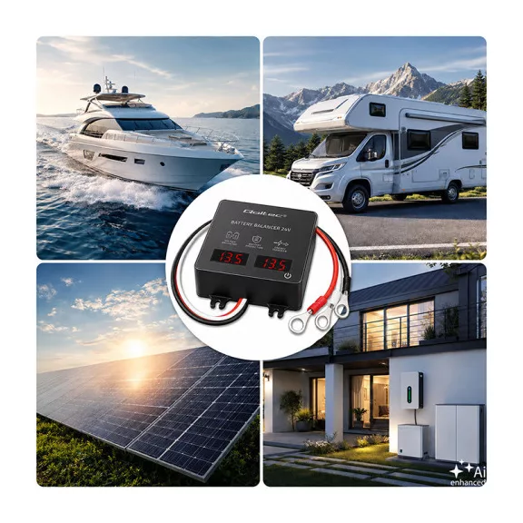 Qoltec Feszültségkiegyenlítő töltéskiegyenlítő 24V-os akkumulátorokhoz 2 x 12V | 5A | LiFePO4 AGM GEL Qoltec Feszültségkiegyenlítő töltéskiegyenlítő 24V-os akkumulátorokhoz 2 x 12V | 5A | LiFePO4 AGM GEL