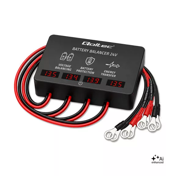 Qoltec Feszültség kiegyenlítő töltéskiegyenlítő 48V-os akkumulátorokhoz 4 x 12V | 10A | LiFePO4 AGM GEL Qoltec Feszültség kiegyenlítő töltéskiegyenlítő 48V-os akkumulátorokhoz 4 x 12V | 10A | LiFePO4 AGM GEL