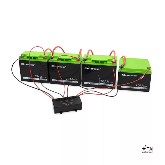Qoltec Feszültség kiegyenlítő töltéskiegyenlítő 48V-os akkumulátorokhoz 4 x 12V | 10A | LiFePO4 AGM GEL Qoltec Feszültség kiegyenlítő töltéskiegyenlítő 48V-os akkumulátorokhoz 4 x 12V | 10A | LiFePO4 AGM GEL