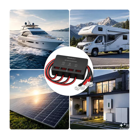Qoltec Feszültség kiegyenlítő töltéskiegyenlítő 48V-os akkumulátorokhoz 4 x 12V | 10A | LiFePO4 AGM GEL Qoltec Feszültség kiegyenlítő töltéskiegyenlítő 48V-os akkumulátorokhoz 4 x 12V | 10A | LiFePO4 AGM GEL