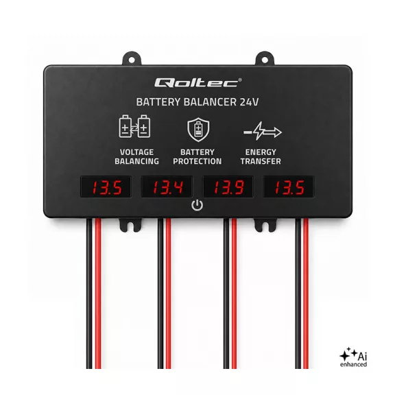Qoltec Feszültség kiegyenlítő töltéskiegyenlítő 48V-os akkumulátorokhoz 4 x 12V | 10A | LiFePO4 AGM GEL Qoltec Feszültség kiegyenlítő töltéskiegyenlítő 48V-os akkumulátorokhoz 4 x 12V | 10A | LiFePO4 AGM GEL