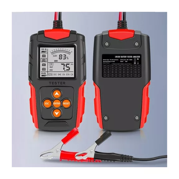 Qoltec LCD-kijelzős digitális akkumulátorteszter | 12 V | 24 V | 3 Ah–200 Ah Qoltec LCD-kijelzős digitális akkumulátorteszter | 12 V | 24 V | 3 Ah–200 Ah