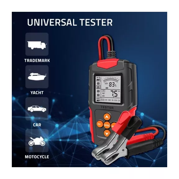 Qoltec LCD-kijelzős digitális akkumulátorteszter | 12 V | 24 V | 3 Ah–200 Ah Qoltec LCD-kijelzős digitális akkumulátorteszter | 12 V | 24 V | 3 Ah–200 Ah