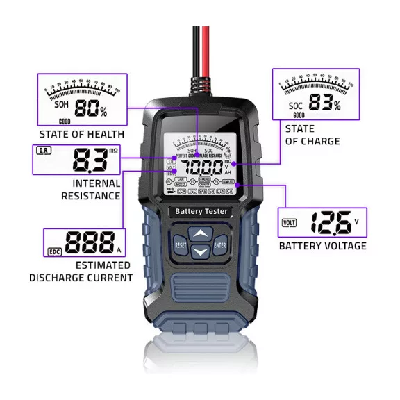 Qoltec LCD kijelzős digitális akkumulátorteszter | 12V | 24V | 3Ah–250Ah Qoltec LCD kijelzős digitális akkumulátorteszter | 12V | 24V | 3Ah–250Ah