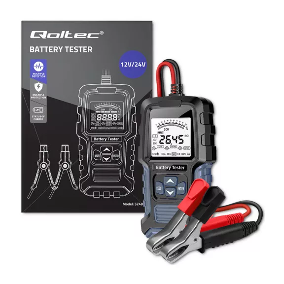 Qoltec LCD kijelzős digitális akkumulátorteszter | 12V | 24V | 3Ah–250Ah Qoltec LCD kijelzős digitális akkumulátorteszter | 12V | 24V | 3Ah–250Ah