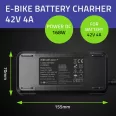 Qoltec gyorstöltő elektromos kerékpárhoz és elektromos rollerhez, 36V | 42V | 4A | 5.5*2.1 + tápkábel