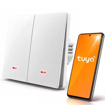   Qoltec intelligens, kétkörös világításkapcsoló | Wi‑Fi | Időzítő | Tuya | Smart life | Fehér