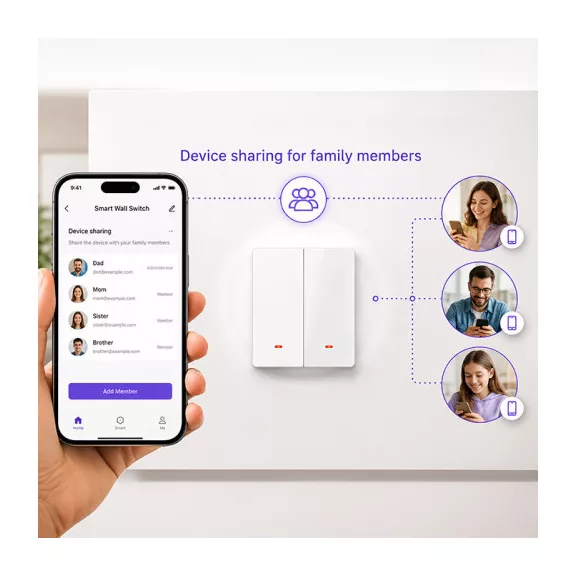 Qoltec intelligens, kétkörös világításkapcsoló | Wi‑Fi | Időzítő | Tuya | Smart life | Fehér Qoltec intelligens, kétkörös világításkapcsoló | Wi‑Fi | Időzítő | Tuya | Smart life | Fehér