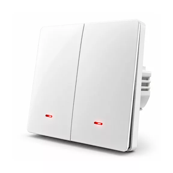 Qoltec intelligens, kétkörös világításkapcsoló | Wi‑Fi | Időzítő | Tuya | Smart life | Fehér Qoltec intelligens, kétkörös világításkapcsoló | Wi‑Fi | Időzítő | Tuya | Smart life | Fehér