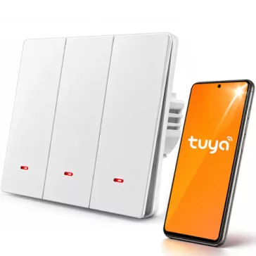   Qoltec intelligens, háromkörös világításkapcsoló | Wi-Fi | Időzítő | Tuya | Smart life | Fehér