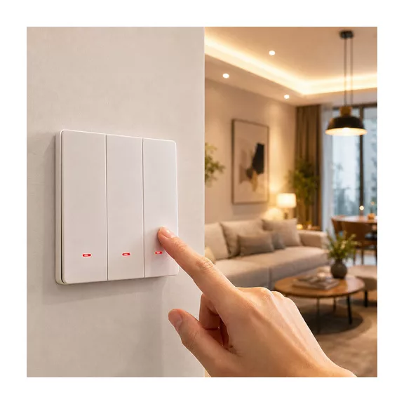 Qoltec intelligens, háromkörös világításkapcsoló | Wi-Fi | Időzítő | Tuya | Smart life | Fehér Qoltec intelligens, háromkörös világításkapcsoló | Wi-Fi | Időzítő | Tuya | Smart life | Fehér