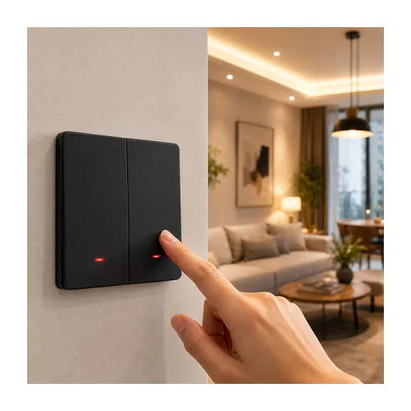 Qoltec Smart 2-Gang Light Switch | Wi‑Fi | Időzítő | Tuya | Smart life | Fekete Qoltec Smart 2-Gang Light Switch | Wi‑Fi | Időzítő | Tuya | Smart life | Fekete