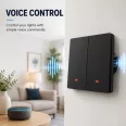 Qoltec Smart 2-Gang Light Switch | Wi‑Fi | Időzítő | Tuya | Smart life | Fekete