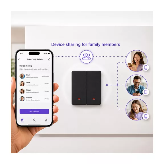 Qoltec Smart 2-Gang Light Switch | Wi‑Fi | Időzítő | Tuya | Smart life | Fekete Qoltec Smart 2-Gang Light Switch | Wi‑Fi | Időzítő | Tuya | Smart life | Fekete