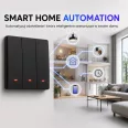   Qoltec Smart 3-as világításkapcsoló | Wi-Fi | Időzítő | Tuya | Smart life | Fekete