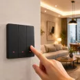   Qoltec Smart 3-as világításkapcsoló | Wi-Fi | Időzítő | Tuya | Smart life | Fekete