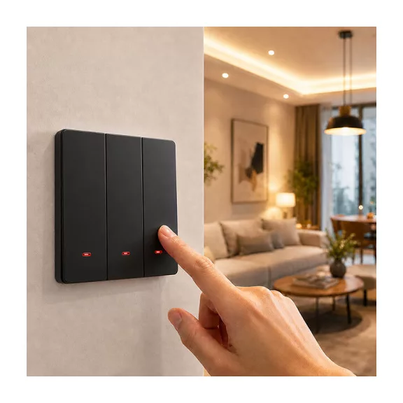 Qoltec Smart 3-as világításkapcsoló | Wi-Fi | Időzítő | Tuya | Smart life | Fekete Qoltec Smart 3-as világításkapcsoló | Wi-Fi | Időzítő | Tuya | Smart life | Fekete