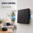   Qoltec Smart 3-as világításkapcsoló | Wi-Fi | Időzítő | Tuya | Smart life | Fekete
