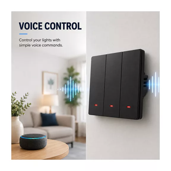 Qoltec Smart 3-as világításkapcsoló | Wi-Fi | Időzítő | Tuya | Smart life | Fekete Qoltec Smart 3-as világításkapcsoló | Wi-Fi | Időzítő | Tuya | Smart life | Fekete