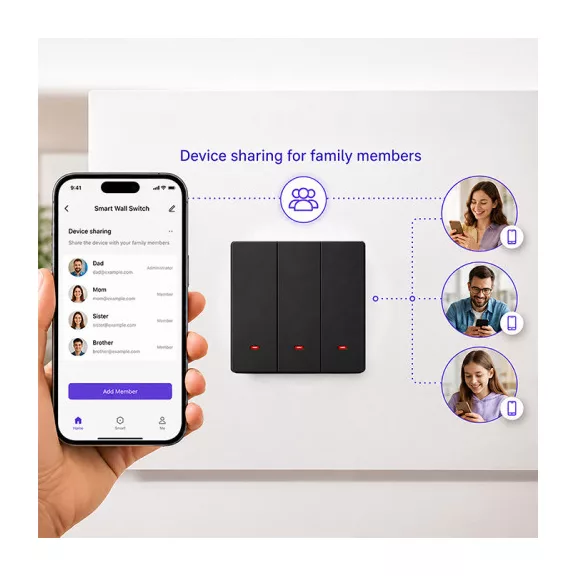 Qoltec Smart 3-as világításkapcsoló | Wi-Fi | Időzítő | Tuya | Smart life | Fekete Qoltec Smart 3-as világításkapcsoló | Wi-Fi | Időzítő | Tuya | Smart life | Fekete