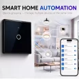   Qoltec Smart Touch 1-es villanykapcsoló | Wi-Fi | Időzítő | Tuya | Smart Life | Edzett üveg | Fekete