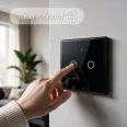   Qoltec Smart Touch kétbillentyűs világításkapcsoló | Wi-Fi | Időzítő | Tuya | Smart Life | Edzett üveg | Fekete