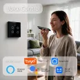   Qoltec Smart Touch 4 áramkörös világításkapcsoló | Wi-Fi | Időzítő | Tuya | Smart Life | Edzett üveg | Fekete