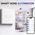 Qoltec Smart Touch 2-Gang világításkapcsoló | Wi-Fi | időzítő | Tuya | Smart Life | edzett üveg | fehér