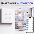   Qoltec Smart Touch 4-es világításkapcsoló | Wi-Fi | Időzítő | Tuya | Smart Life | Edzett üveg | Fehér