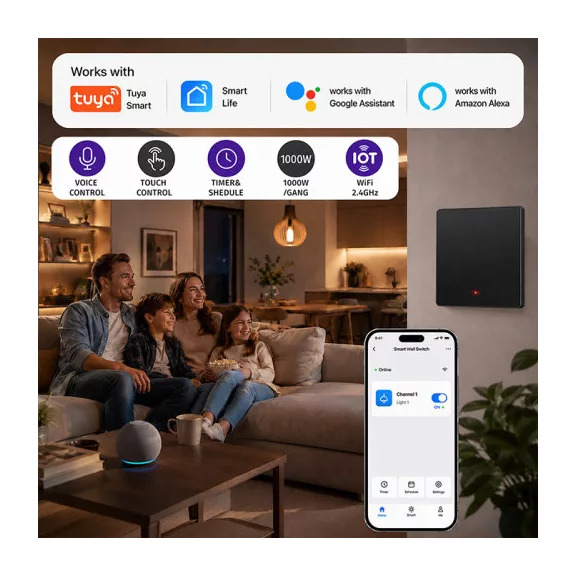 Qoltec Smart 1-es világításkapcsoló | Wi‑Fi | Időzítő | Tuya | Smart life | Fekete Qoltec Smart 1-es világításkapcsoló | Wi‑Fi | Időzítő | Tuya | Smart life | Fekete