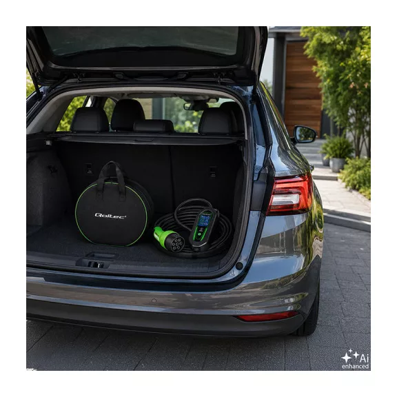 Qoltec Mobil EV töltő állítható 2in1 Type2 | 3,5kW | 230V | Wi-fi | LCD | Hordozható | Fali töltő | 5m Qoltec Mobil EV töltő állítható 2in1 Type2 | 3,5kW | 230V | Wi-fi | LCD | Hordozható | Fali töltő | 5m