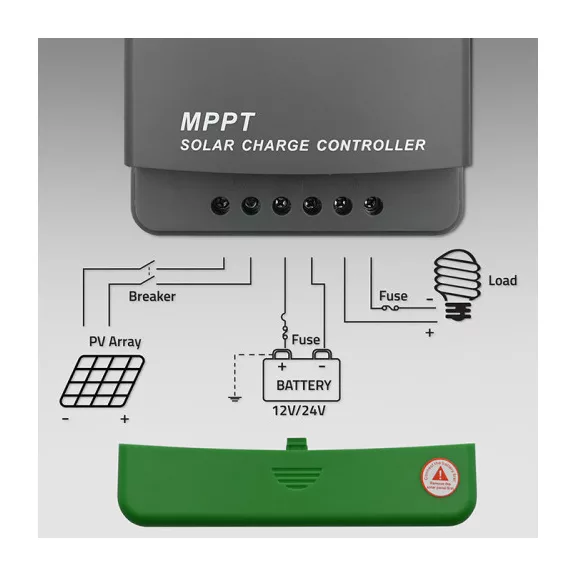Qoltec MPPT napelemes töltésvezérlő hőmérséklet-érzékelővel 60A | 12V / 24V | LCD | Bluetooth | APP | GEL | LiFePO4 Qoltec MPPT napelemes töltésvezérlő hőmérséklet-érzékelővel 60A | 12V / 24V | LCD | Bluetooth | APP | GEL | LiFePO4