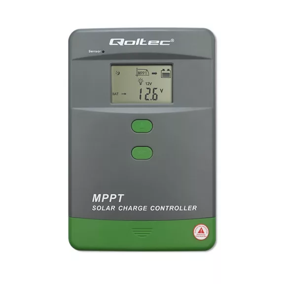 Qoltec MPPT napelemes töltésvezérlő hőmérséklet-érzékelővel, 80A | 12V / 24V / 48V | LCD | Bluetooth | APP | GEL | LiFePO4 Qoltec MPPT napelemes töltésvezérlő hőmérséklet-érzékelővel, 80A | 12V / 24V / 48V | LCD | Bluetooth | APP | GEL | LiFePO4