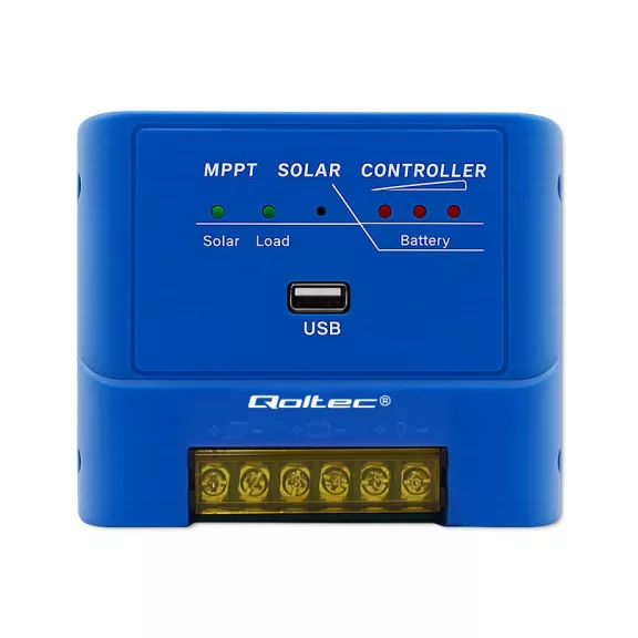 Qoltec MPPT 15A napelemes töltésvezérlő egyenáramú fogyasztók táplálására és 12V / 24V | LiFePO4 akkumulátorok töltésére Qoltec MPPT 15A napelemes töltésvezérlő egyenáramú fogyasztók táplálására és 12V / 24V | LiFePO4 akkumulátorok töltésére