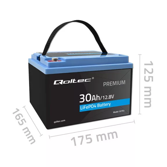 Qoltec LiFePO4 lítium-vas-foszfát akkumulátor | 12.8V | 30Ah | 384Wh | BMS Qoltec LiFePO4 lítium-vas-foszfát akkumulátor | 12.8V | 30Ah | 384Wh | BMS