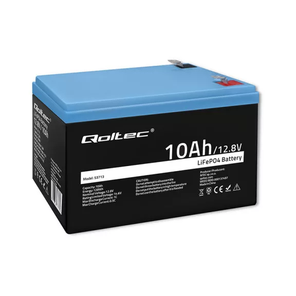 Qoltec LiFePO4 lítium-vas-foszfát akkumulátor | 12.8V | 10Ah | 128Wh | BMS Qoltec LiFePO4 lítium-vas-foszfát akkumulátor | 12.8V | 10Ah | 128Wh | BMS