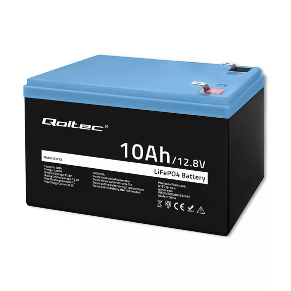 Qoltec LiFePO4 lítium-vas-foszfát akkumulátor | 12.8V | 10Ah | 128Wh | BMS Qoltec LiFePO4 lítium-vas-foszfát akkumulátor | 12.8V | 10Ah | 128Wh | BMS