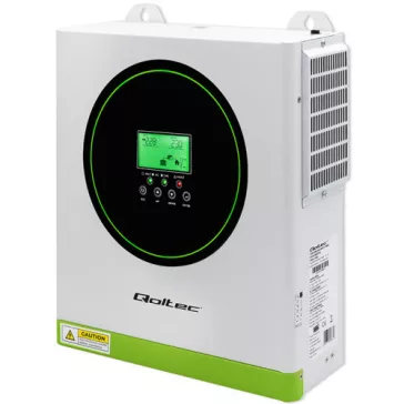   Qoltec szigetüzemű hibrid napelemes inverter | 3500W | 100A | 24V | MPPT | AGM GEL LiFePO4 | Szinusz | opcionális Wi‑Fi | teljesítménytényező: 1.0