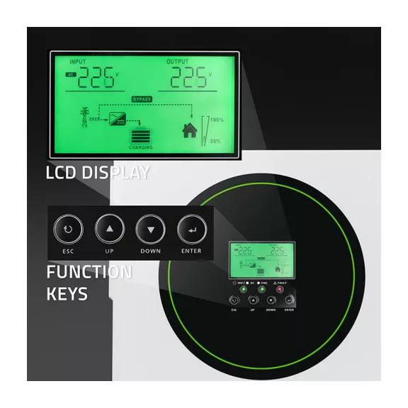 Qoltec szigetüzemű hibrid napelemes inverter | 3500W | 100A | 24V | MPPT | AGM GEL LiFePO4 | Szinusz | opcionális Wi‑Fi | teljesítménytényező: 1.0 Qoltec szigetüzemű hibrid napelemes inverter | 3500W | 100A | 24V | MPPT | AGM GEL LiFePO4 | Szinusz | opcionális Wi‑Fi | teljesítménytényező: 1.0