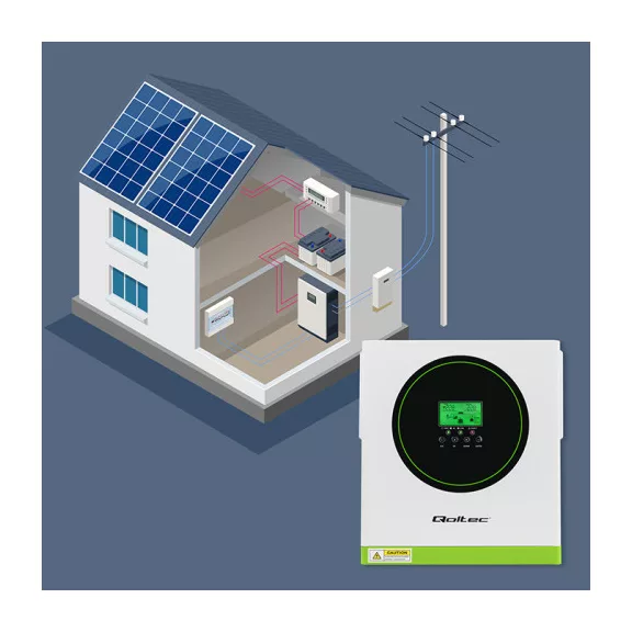 Qoltec szigetüzemű hibrid napelemes inverter | 3500W | 100A | 24V | MPPT | AGM GEL LiFePO4 | Szinusz | opcionális Wi‑Fi | teljesítménytényező: 1.0 Qoltec szigetüzemű hibrid napelemes inverter | 3500W | 100A | 24V | MPPT | AGM GEL LiFePO4 | Szinusz | opcionális Wi‑Fi | teljesítménytényező: 1.0