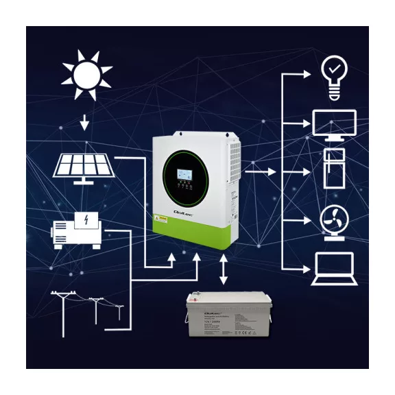 Qoltec Hybrid Solar Inverter Off-Grid 3500W | 100A | 24V | MPPT | BMS | AGM GEL LiFePO4 | Wi-Fi opció | Szinuszos | Teljesítménytényező: 1.0 Qoltec Hybrid Solar Inverter Off-Grid 3500W | 100A | 24V | MPPT | BMS | AGM GEL LiFePO4 | Wi-Fi opció | Szinuszos | Teljesítménytényező: 1.0