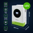   Qoltec hibrid, hálózaton kívüli napelemes inverter | 6200W | 120A | 48V | MPPT | BMS | AGM GEL LiFePO4 | Wi-Fi opció | szinuszos | teljesítménytényező: 1.0