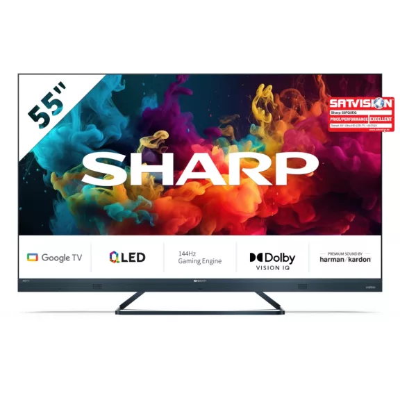 SHARP 55FQ5EG 139cm-es 4K UHD 144Hz Quantum Dot Sharp Google TV Harman Kardon hangszórókkal SHARP 55FQ5EG 139cm-es 4K UHD 144Hz Quantum Dot Sharp Google TV Harman Kardon hangszórókkal
